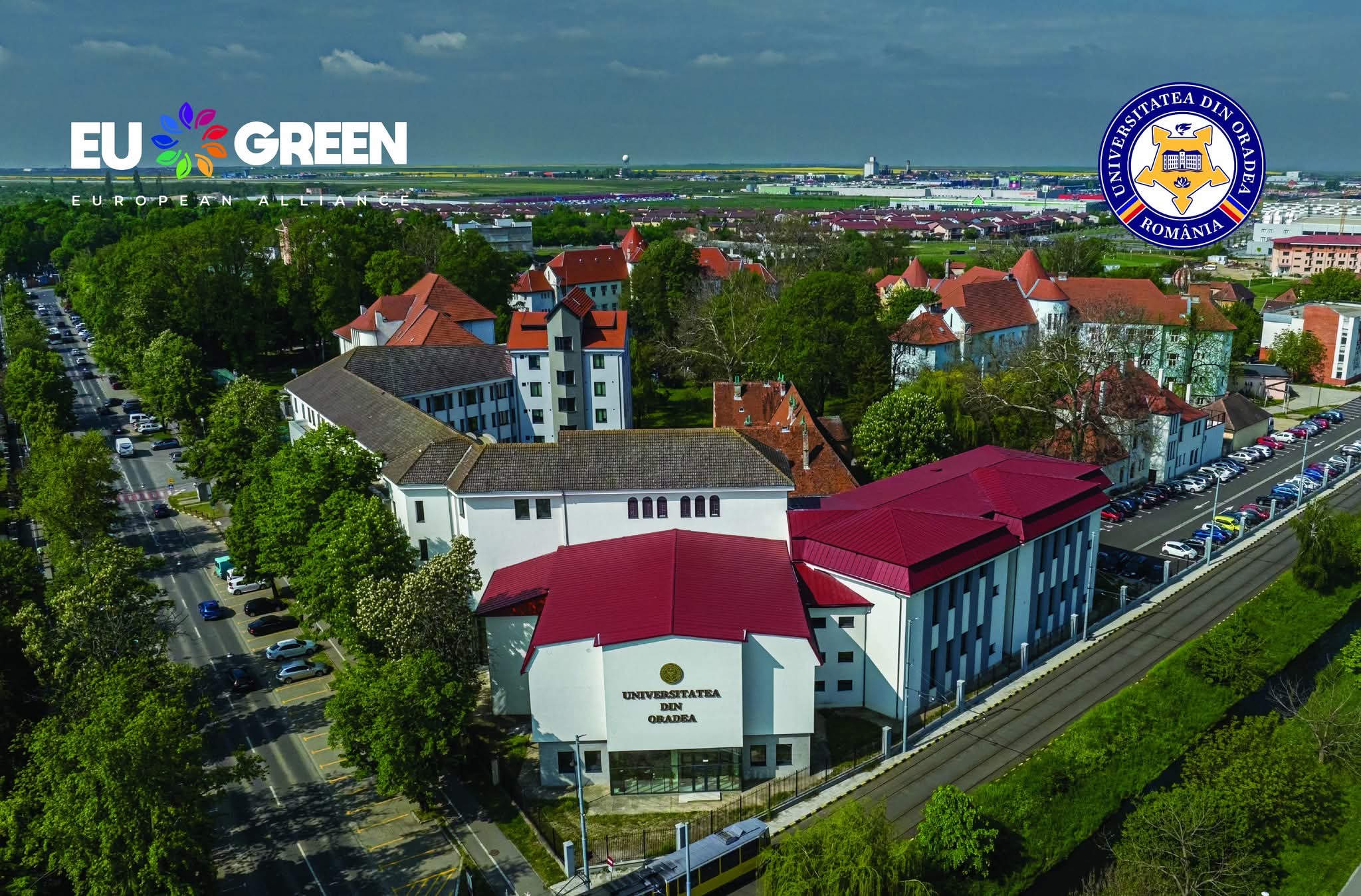 University of Oradea campus and EU Green European Alliance — supporting graphic